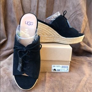 NIB UGG GIORGIA BLACK SUEDE WEDGE SZ 6.5 SLEEKSEXY